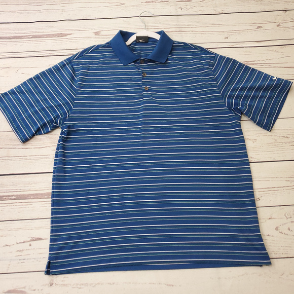 Nike Other - Nike Golf FitDry Striped Polo Size L | Blue